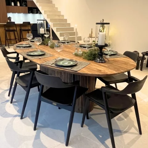 Yaga - Table à manger ovale en bois de teck recyclé 2