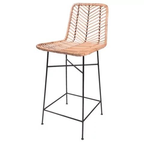 Tabouret de bar en rotin et métal - Chaise de bar rotin et métal - Chaise haute rotin et métal - bar - Hydile