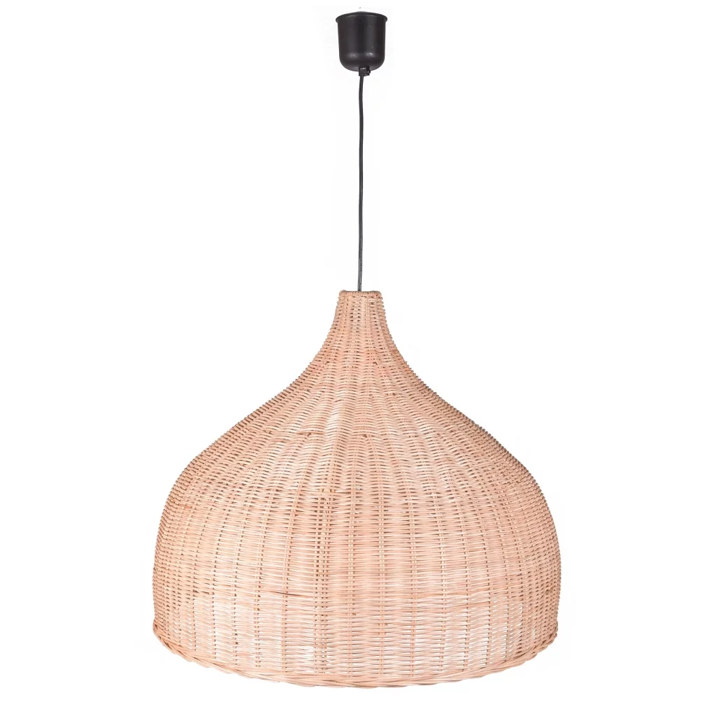 Lustre rotin - lampe rotin - suspension en rotin - suspension ronde rotin - grande lampe pour salon - decoration rotin - Hydile