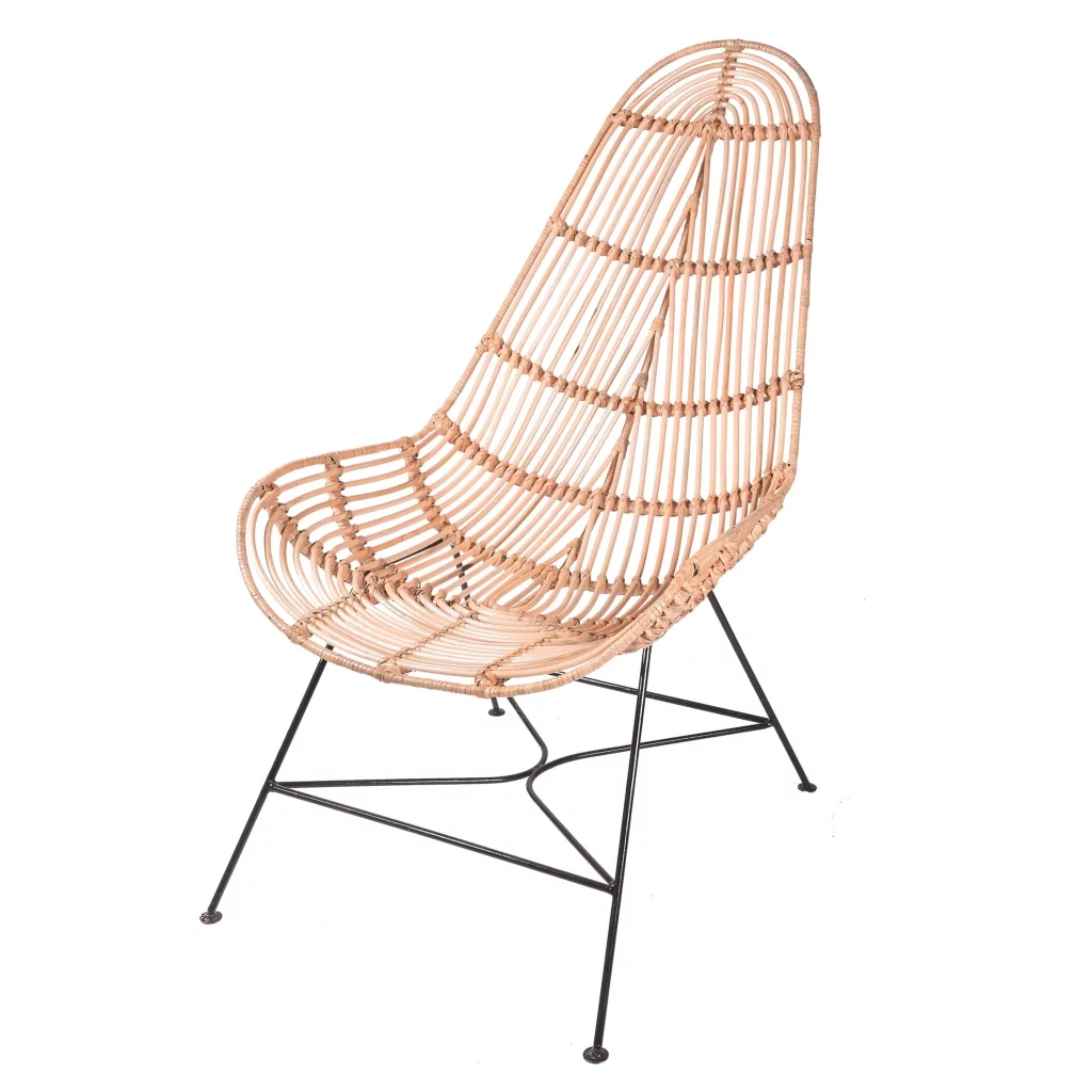 Fauteuil en rotin et métal - fauteuil créateur - fauteuil design - assise en rotin - fauteuil extérieur rotin - Hydile