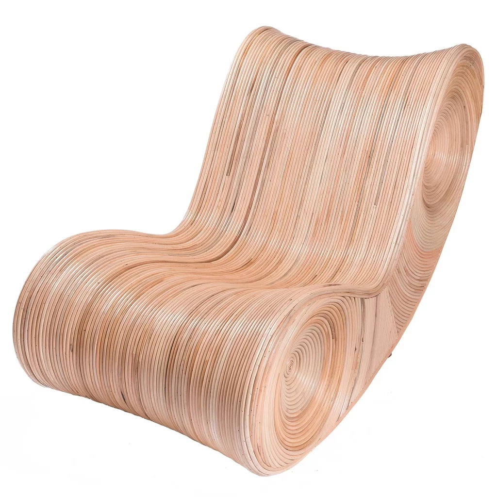 Fauteuil allongé en rotin - fauteuil design rotin - chaise en rotin - assise en rotin - mobilier de jardin rotin - transat rotin