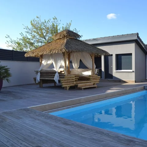 Gazebo bambou - gazebos - gazebo - paillote - paillote bambou - abris - jardin - terrasse - salon de jardin - hydile