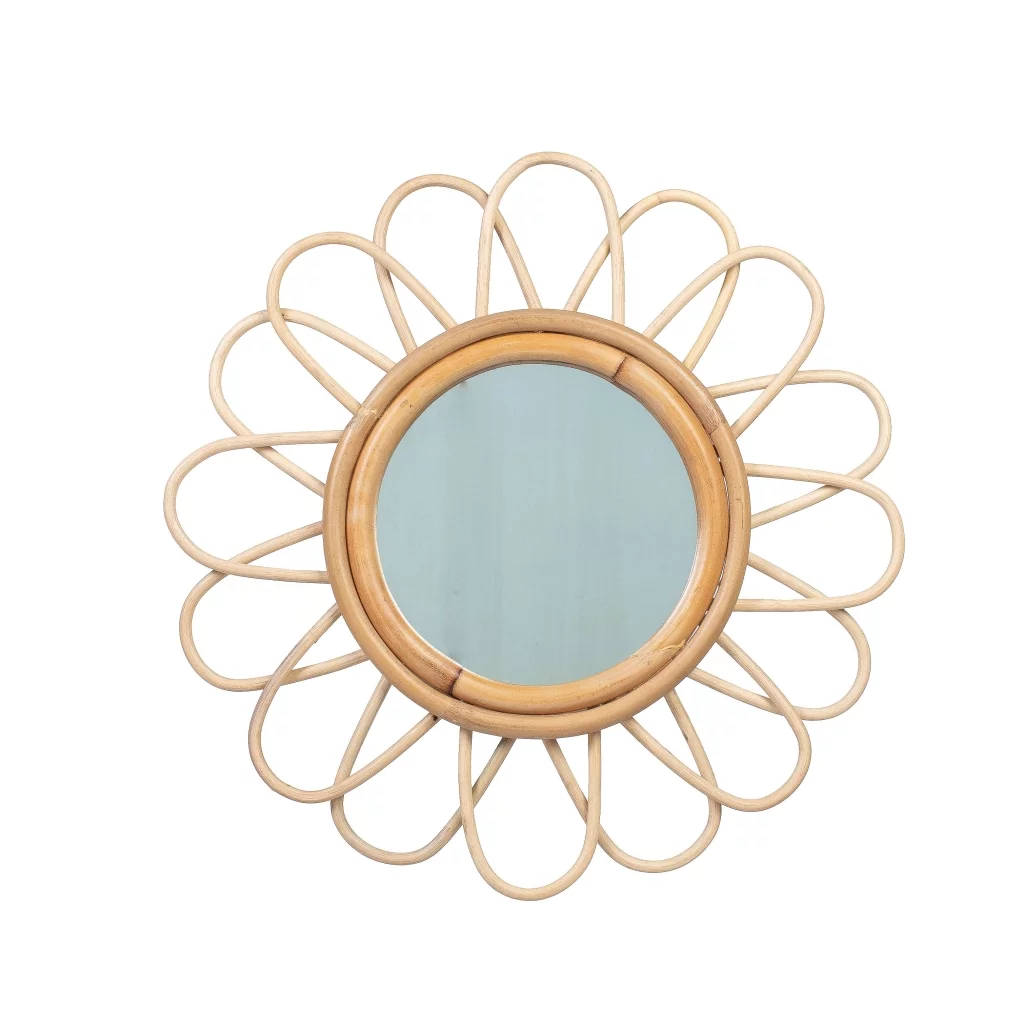 Miroir rotin - petit miroir rotin - miroir rotin fleur - miroir rotin soleil - petit miroir rotin fleur