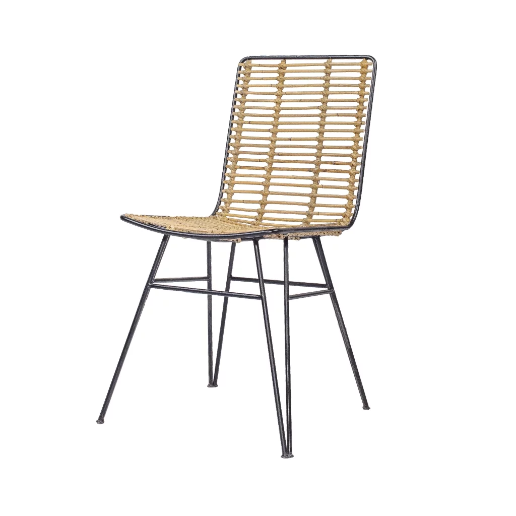 Chaise rotin et métal - Chaise de salon en rotin et métal - chaise design industriel