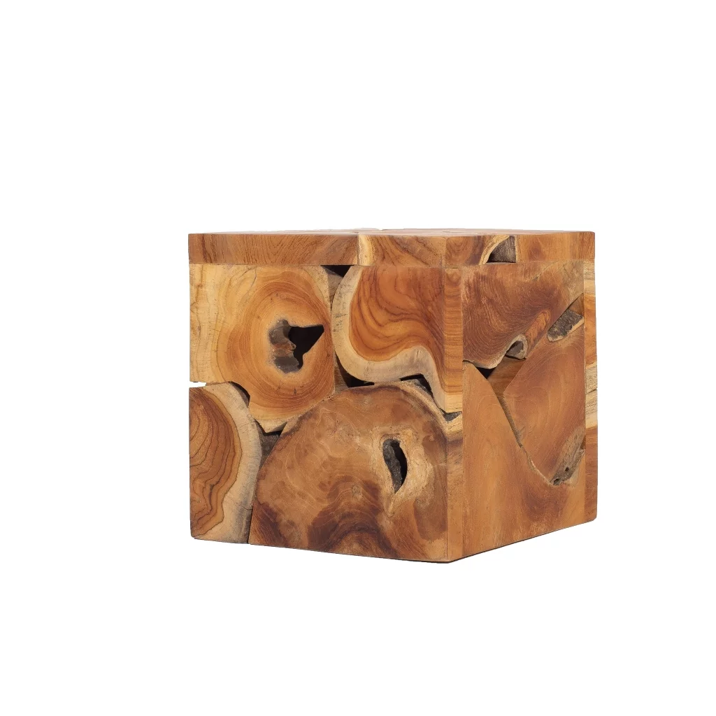 Cube en bois objet déco en bois design et naturel. cube en bois bali