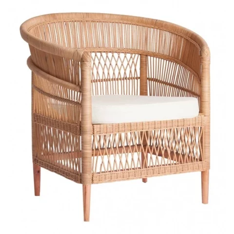 Fauteuil en rotin - Assise en rotin - Chaise rotin et bois - ILIOS - Fauteuil rotin tressé -  HYDILE