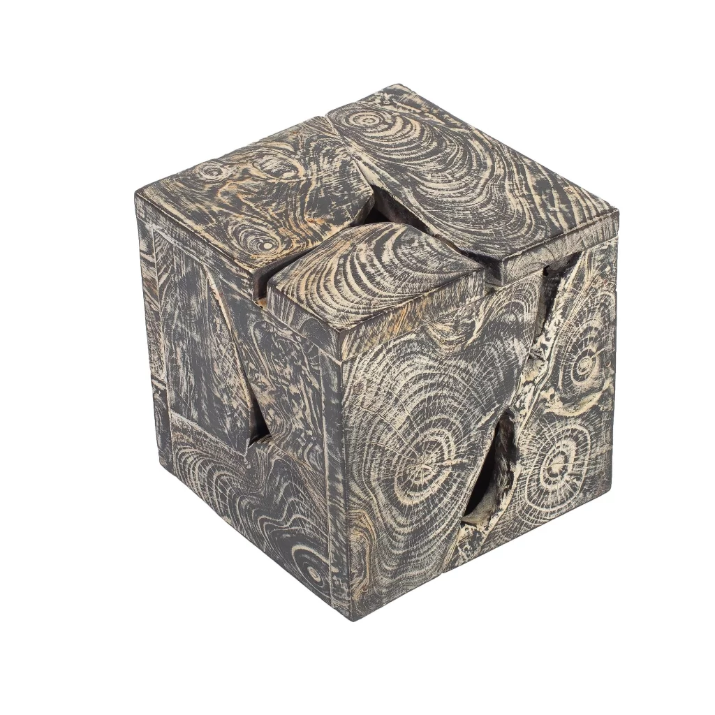 Cube en bois- petit cube en bois - cube en bois déco - gueridon bois - guéridon en bois - objet déco bois