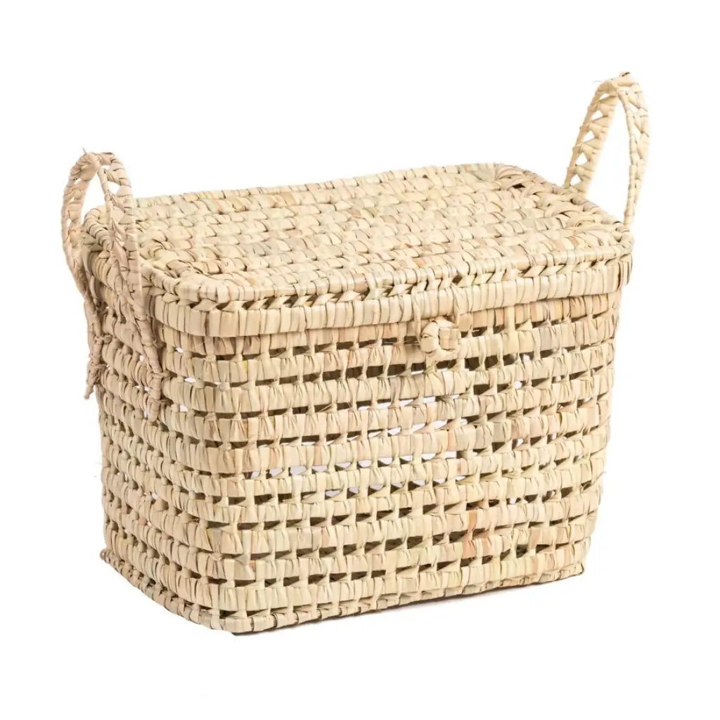 PILOU - Moyen coffre de rangement en feuilles de palmier doum L40xl25xh30cm