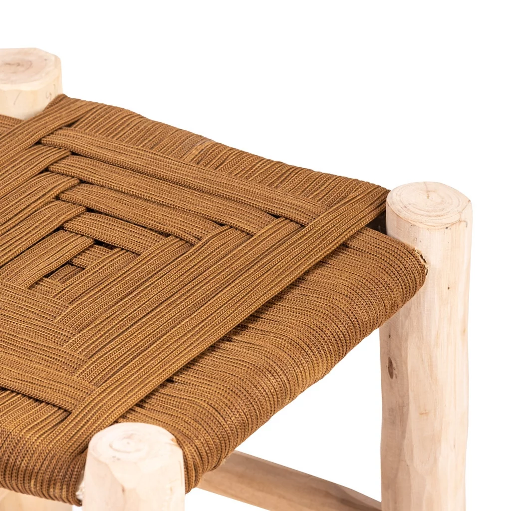 ROUCOU - CAMEL Tabouret haut en bois d'eucalyptus et corde camel h63cm*35*35