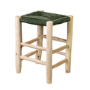 ROUCOU - VERT Tabouret en corde synthétiques vert et bois d'eucalyptus L30cmxH42cmxP30cm