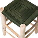 ROUCOU - VERT Tabouret en corde synthétiques vert et bois d'eucalyptus L30cmxH42cmxP30cm