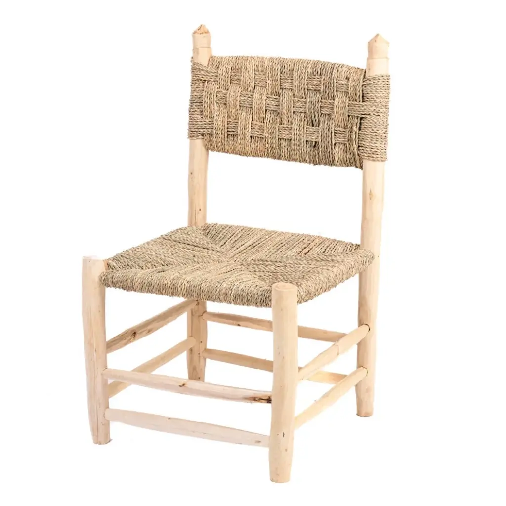 TOKY - Chaise en bois d'eucalyptus & corde - L50cmxP47cmxH85cm