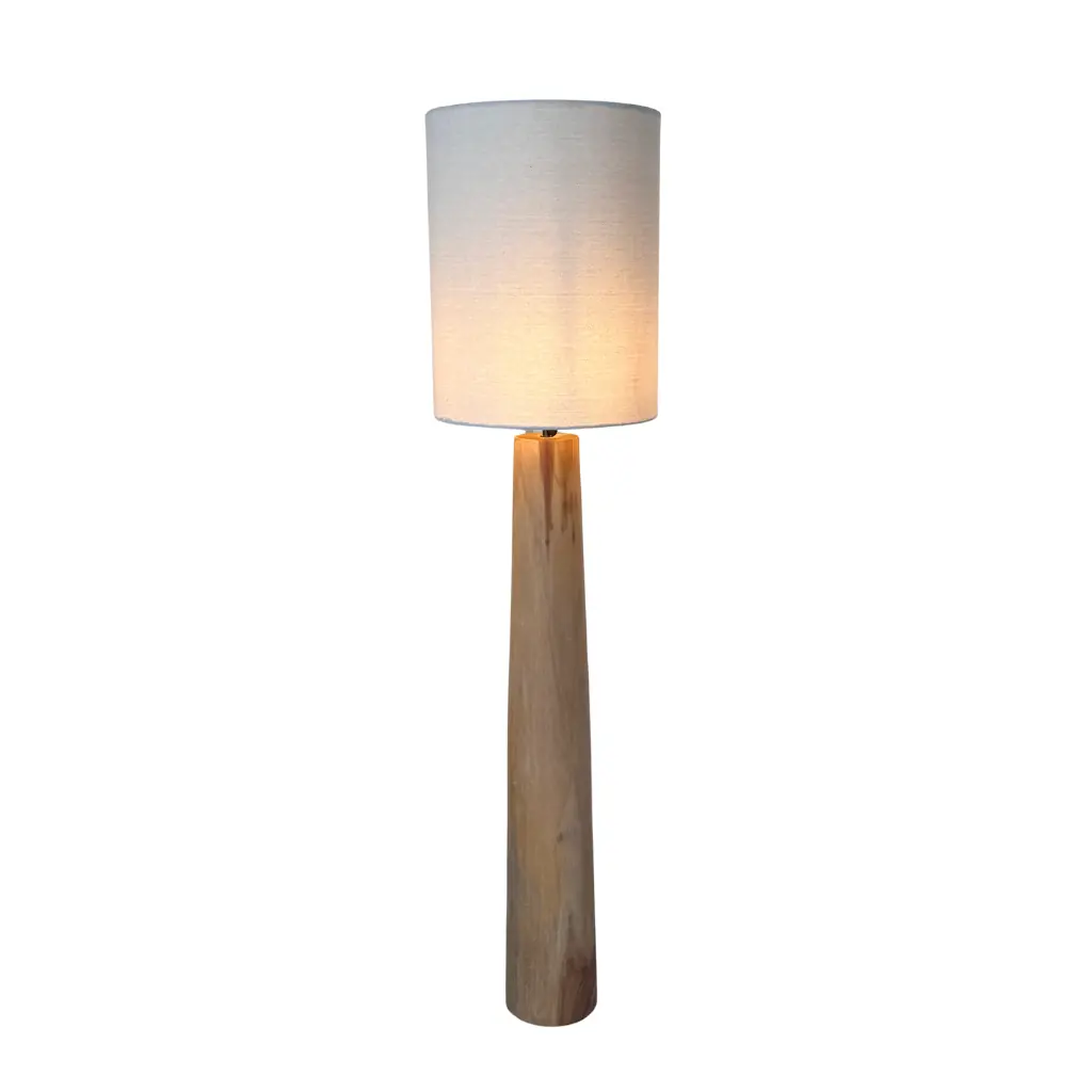 AGATHE L - Lampe à poser en teck et abat-jour en lin