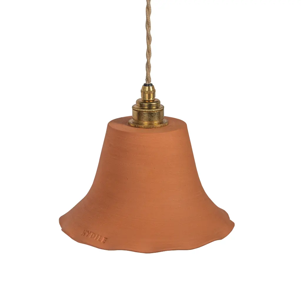 ELODIE - Suspension dentelée en terre cuite ocre  D21cm H15cm