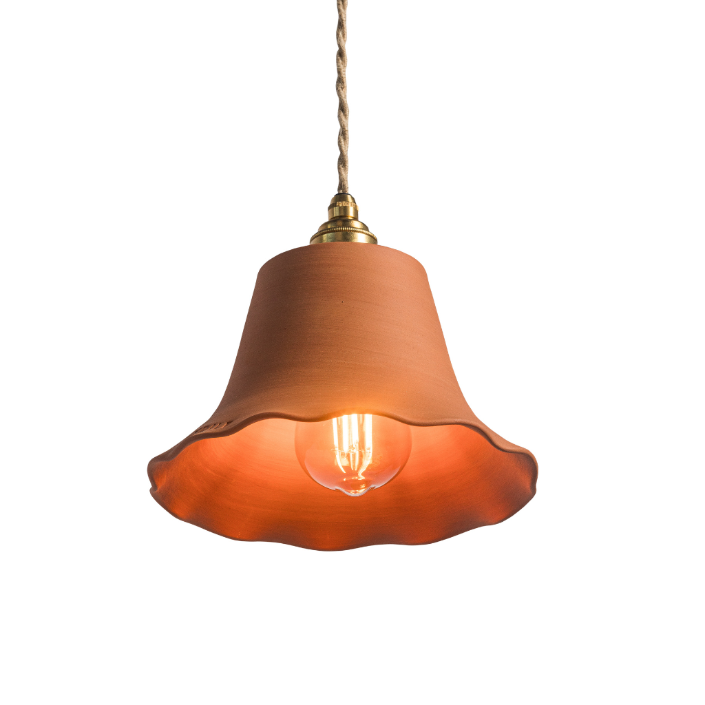 ELODIE - Suspension dentelée en terre cuite ocre  D21cm H15cm