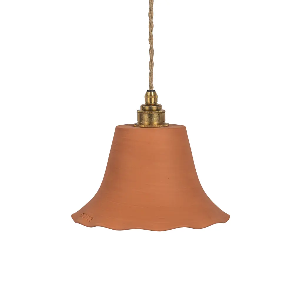 ELODIE - Suspension dentelée en terre cuite ocre  D21cm H15cm
