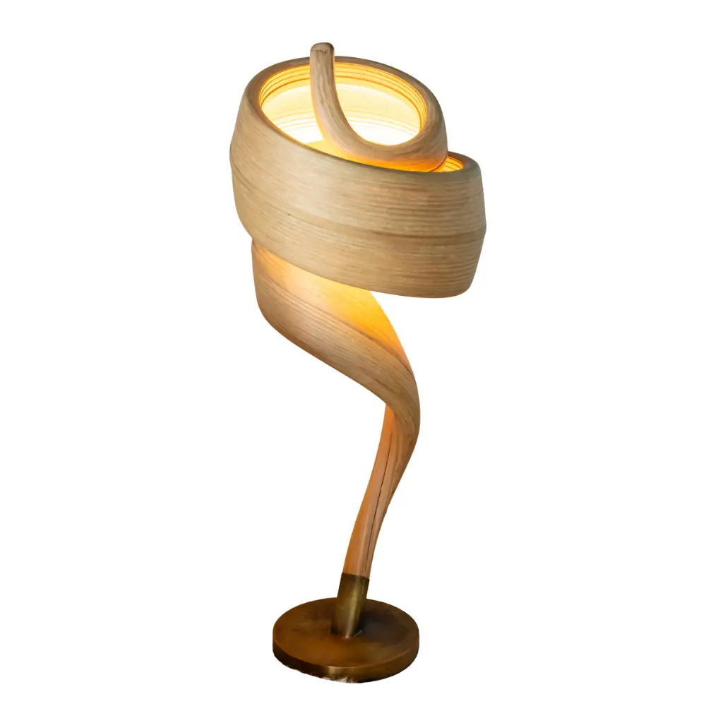 TULIPE - Lampe à poser en bambou et pieds en bronze H100cm