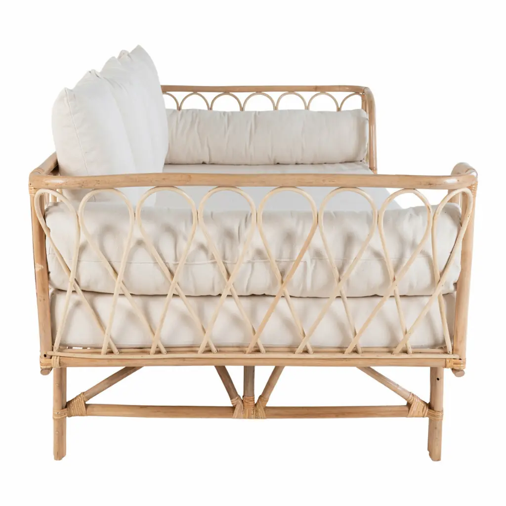 TAHITI - Banquette en rotin avec  coussins  L157xl80xH72cm