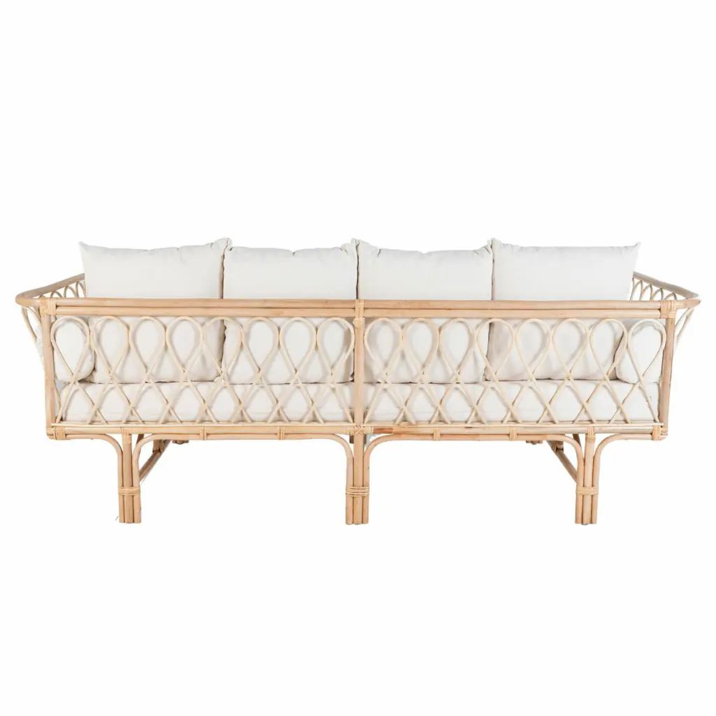 TAHITI - Banquette en rotin avec  coussins  L157xl80xH72cm