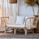 TAHITI - Banquette en rotin avec  coussins  L157xl80xH72cm