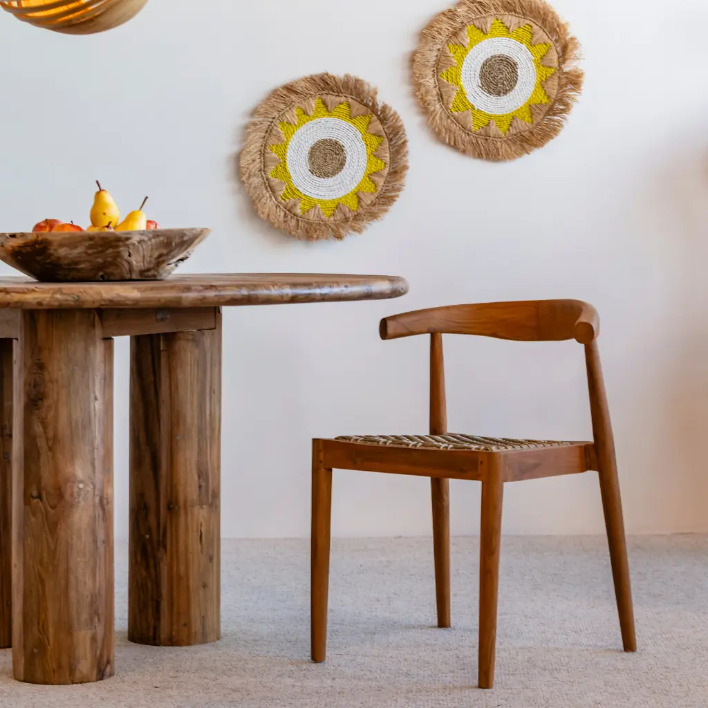 AMBIA - Chaise en bois de teck et corde synthétique naturel