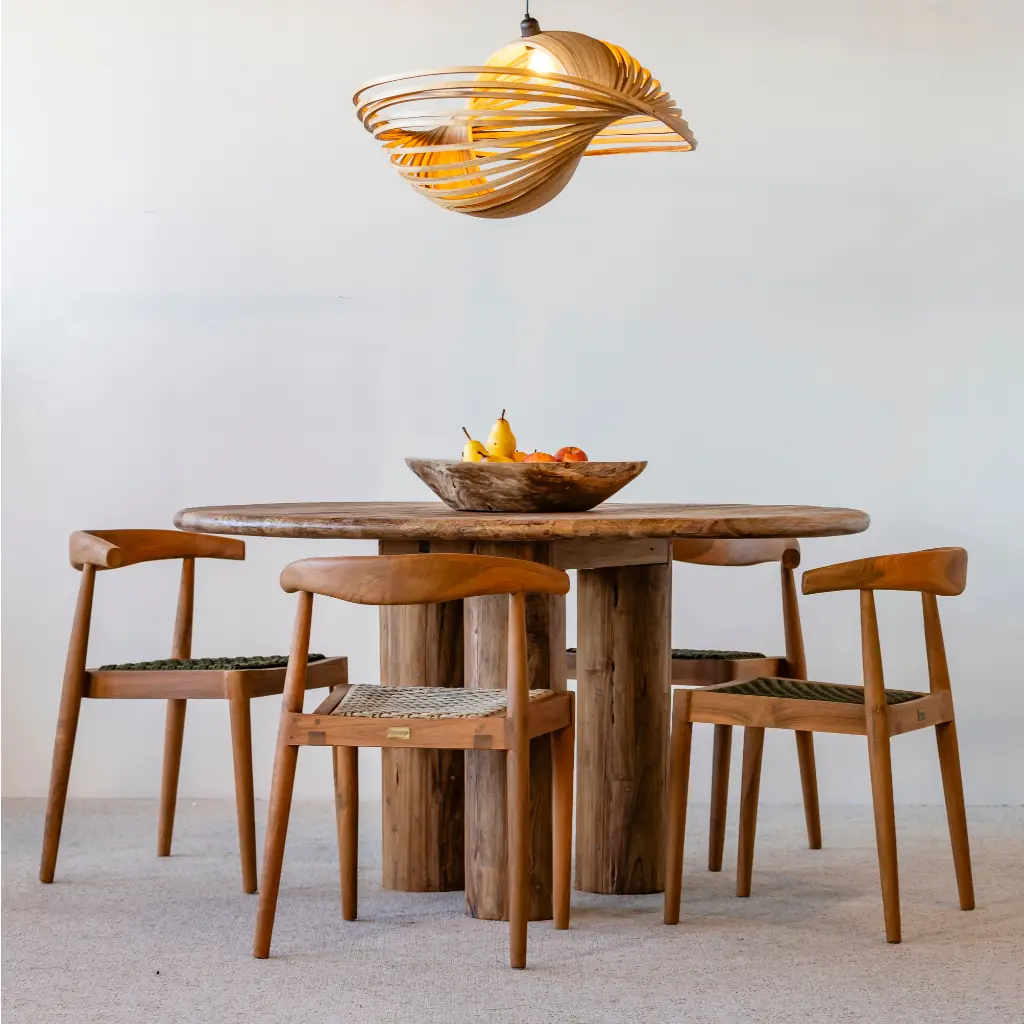 AMBIA - Chaise en bois de teck et corde synthétique naturel