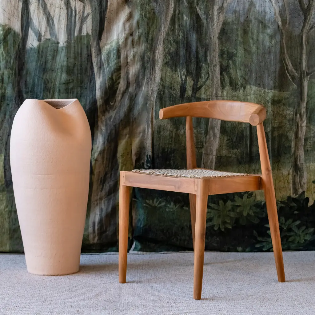 AMBIA - Chaise en bois de teck et corde synthétique naturel