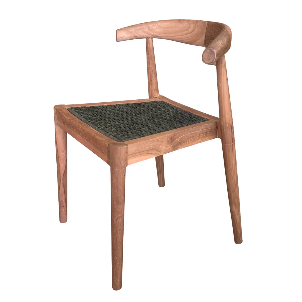 AMBIA - Chaise en bois de teck et corde synthétique verte