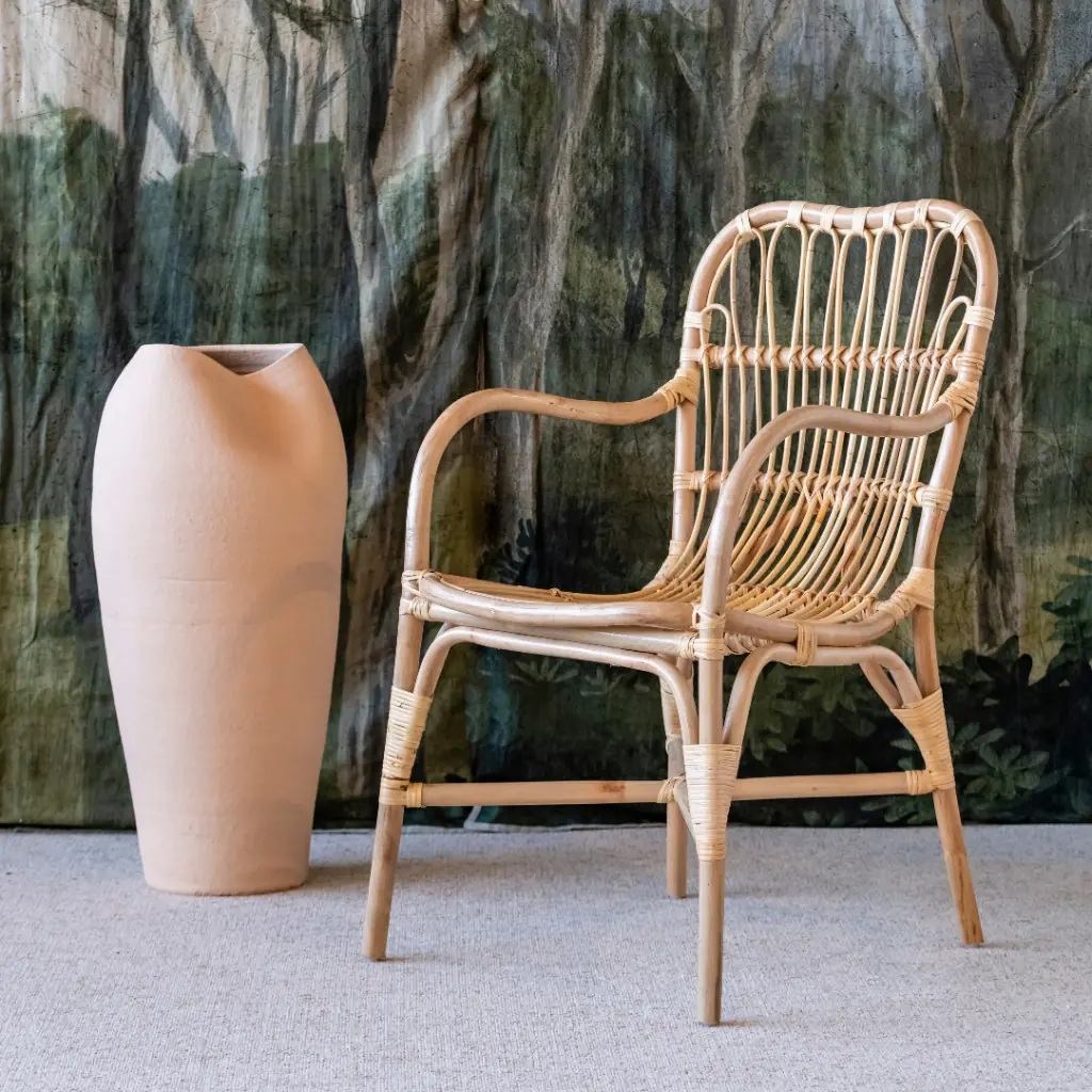 NELLY - Chaise en rotin avec accoudoirs