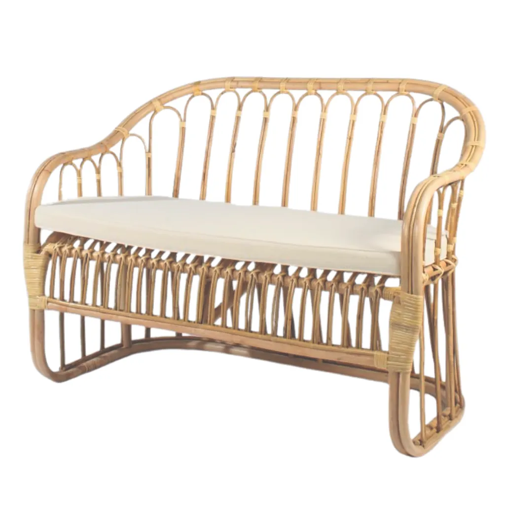 LIVIO - banquette en rotin avec coussin d'assise