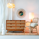SAVANA - Buffet de rangement avec 6 tiroirs en bois et cannage