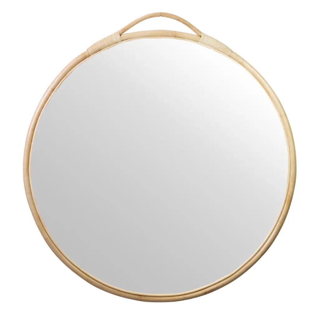 Pueblo XL- Miroir rond en rotin
