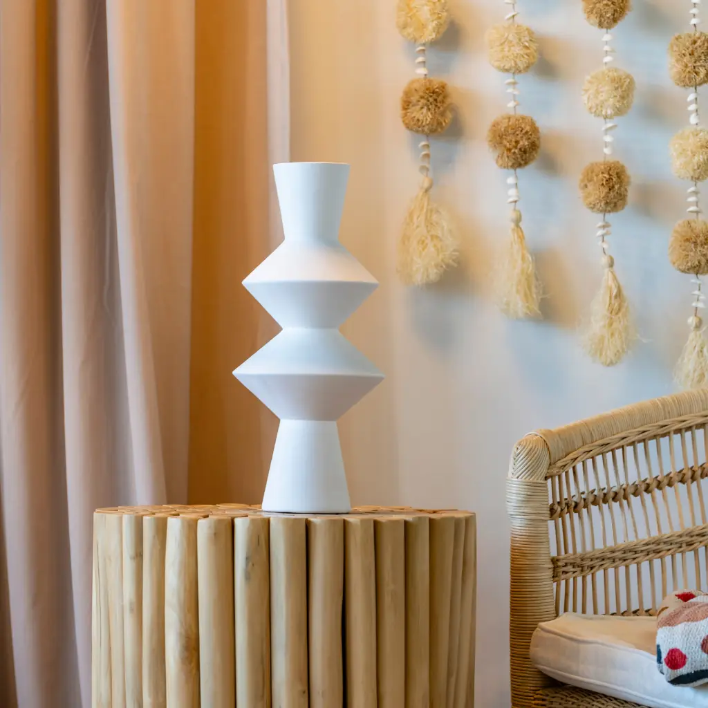 RIVAGE - Petit vase en terre cuite blanc M2