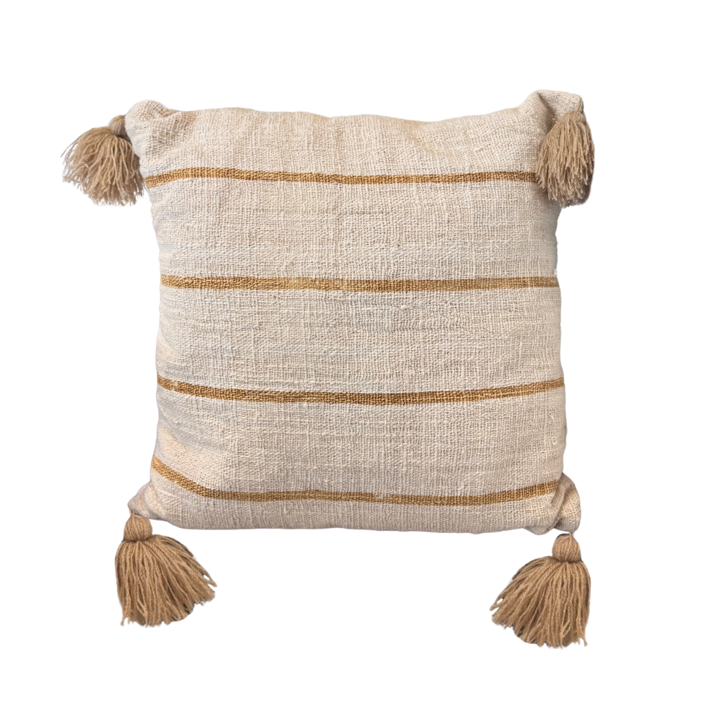 VANILLE - Coussin carré blanc rayure