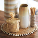 CAURI - Set de table en rotin et coquillage Naturel  D38 ép1cm