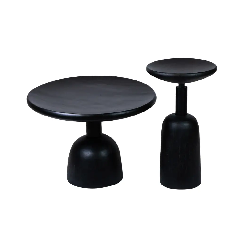 BLACKY M -Table basse ronde en suar noir