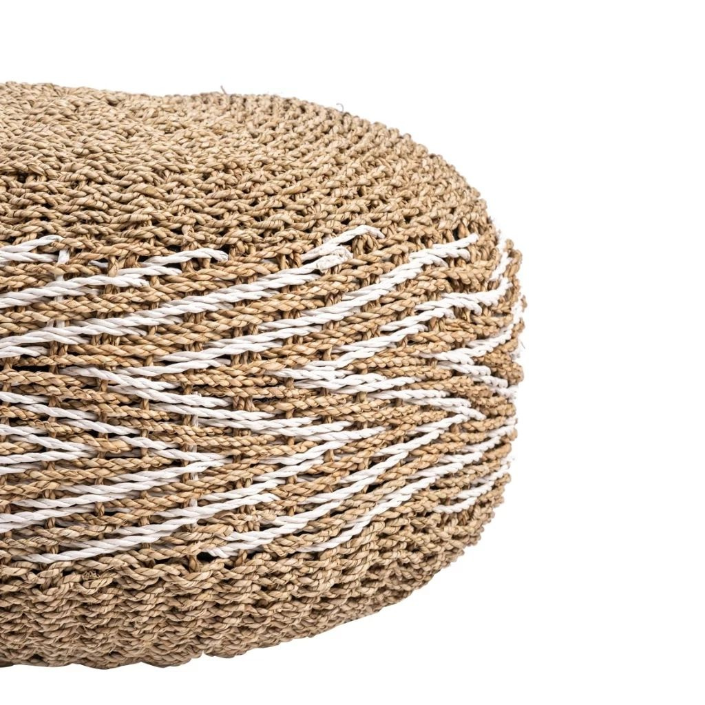 COCOONING - Pouf en jonc et bois albizia