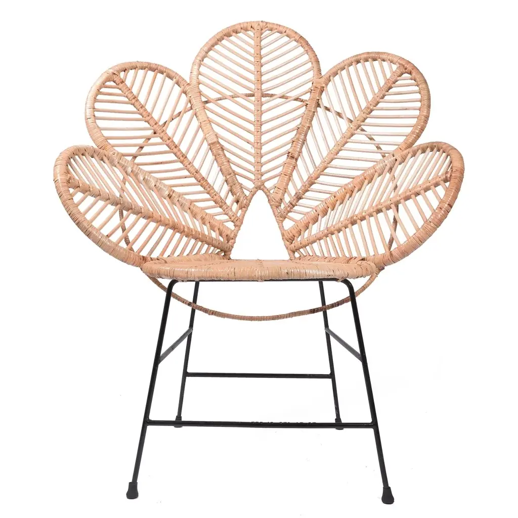 COQUELICOT- Chaise en rotin et structure en métal