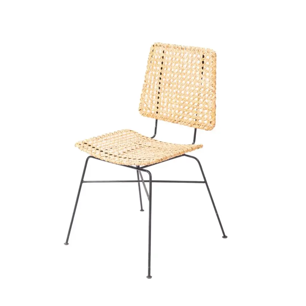 GUSTAVE - Chaise de salon en rotin et métal