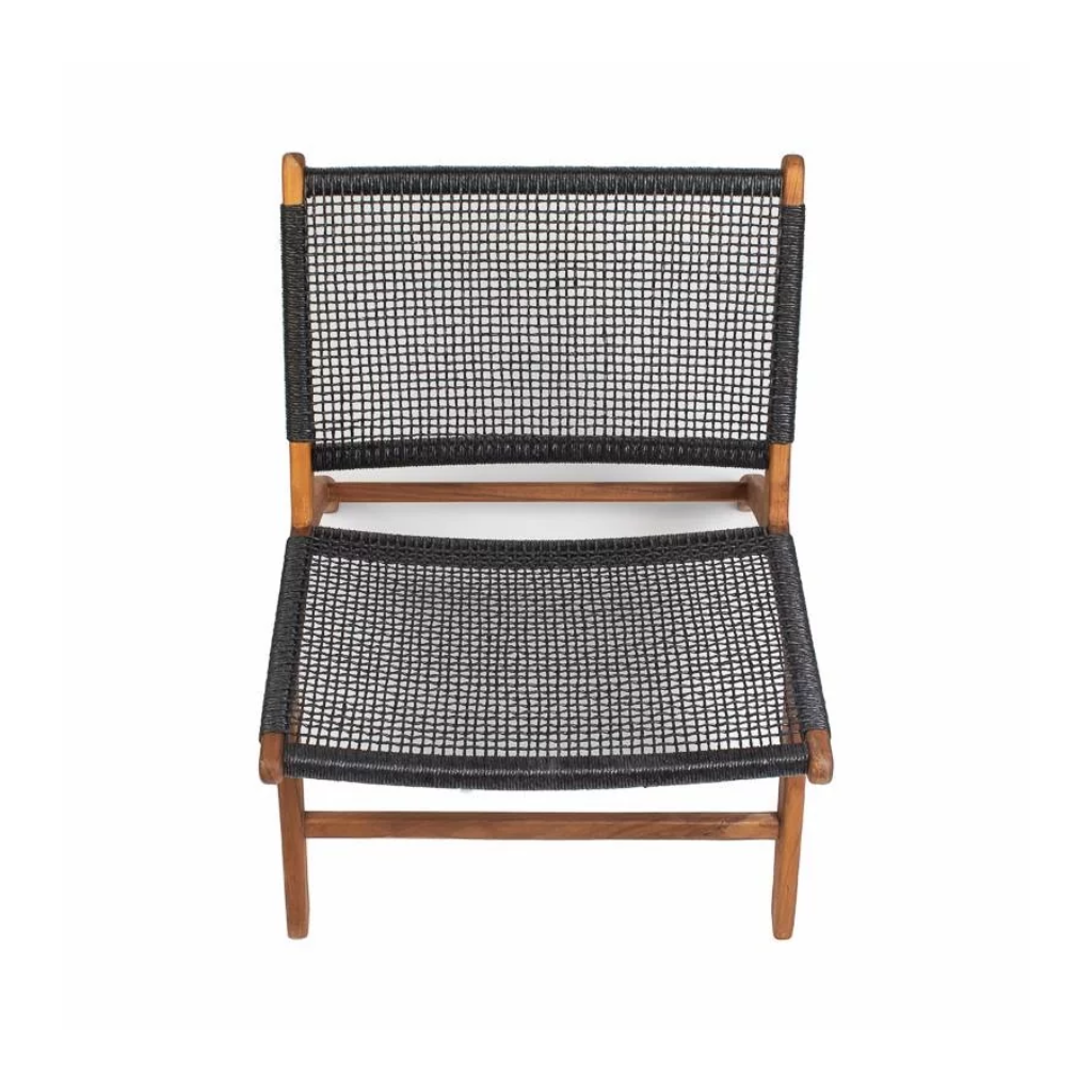 JUNE- Fauteuil en corde noir et teck