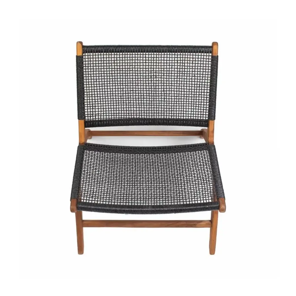 JUNE- Fauteuil en corde noir et teck