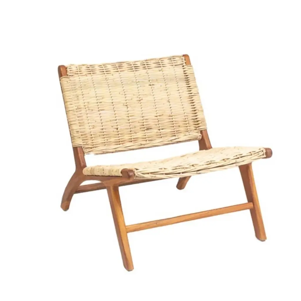 JUNE- Fauteuil en rotin et teck couleur naturel