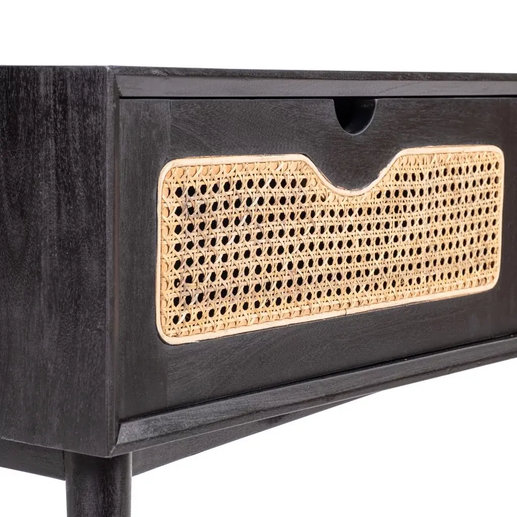 POLKA - Console en bois d'acajou et cannage L180*l35*h80