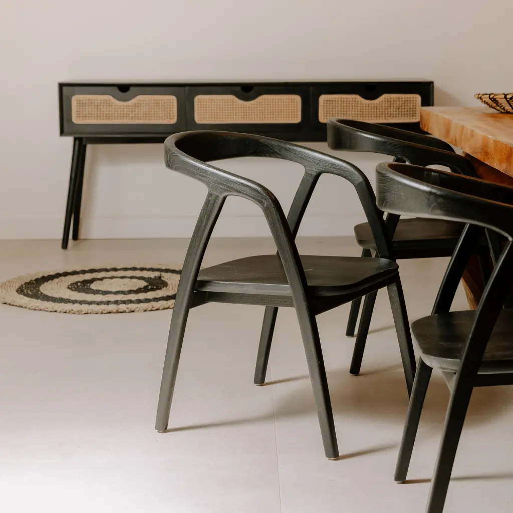 POLKA - Console en bois d'acajou et cannage L180*l35*h80
