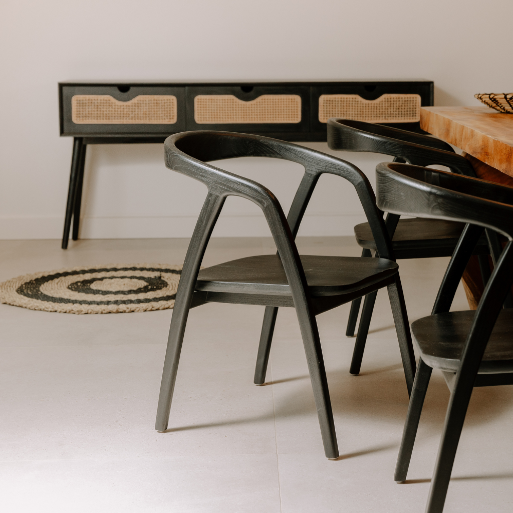 POLKA - Console en bois d'acajou et cannage L180*l35*h80