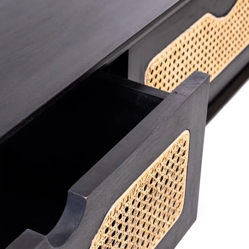 POLKA - Console en bois d'acajou et cannage L180*l35*h80