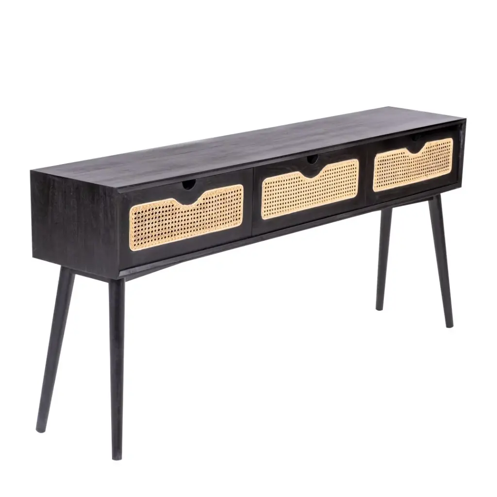 POLKA - Console en bois d'acajou et cannage L180*l35*h80