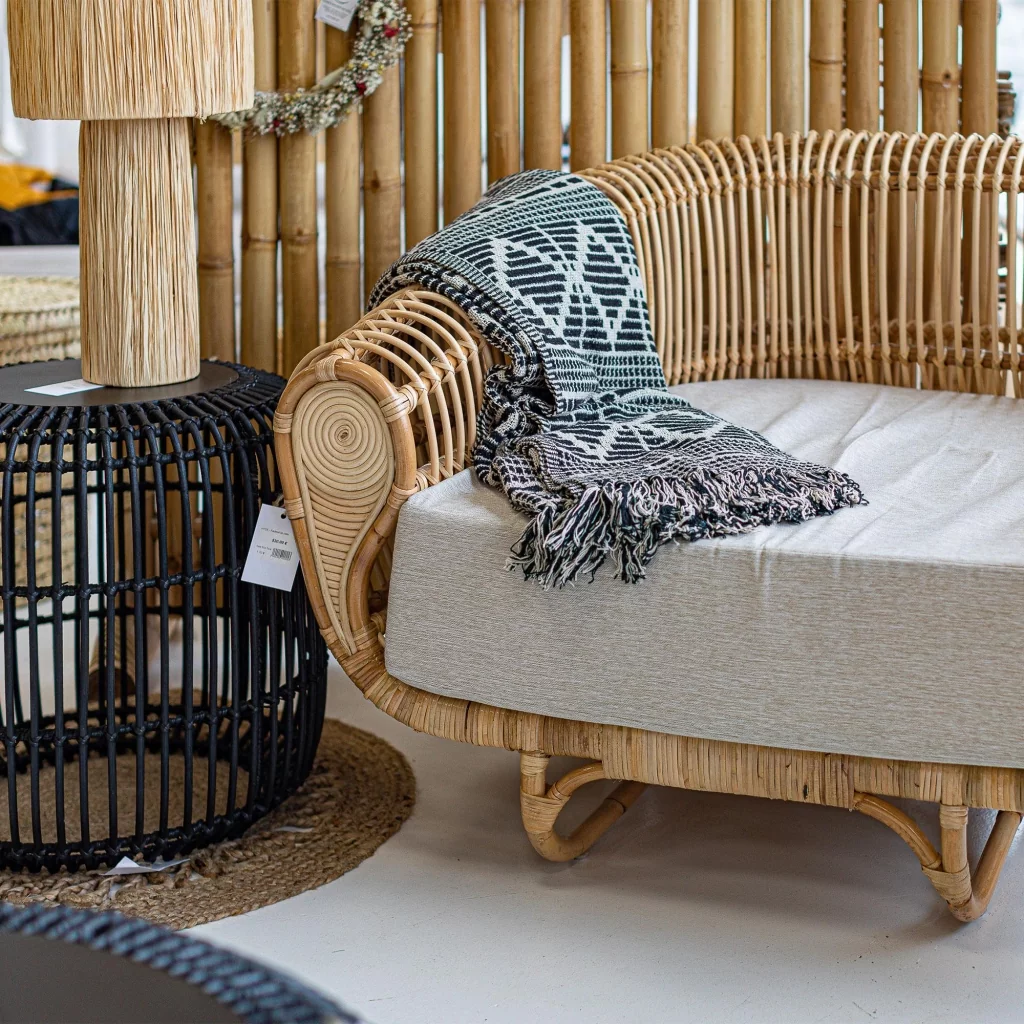 HYDE - Fauteuil en rotin et housse en lin
