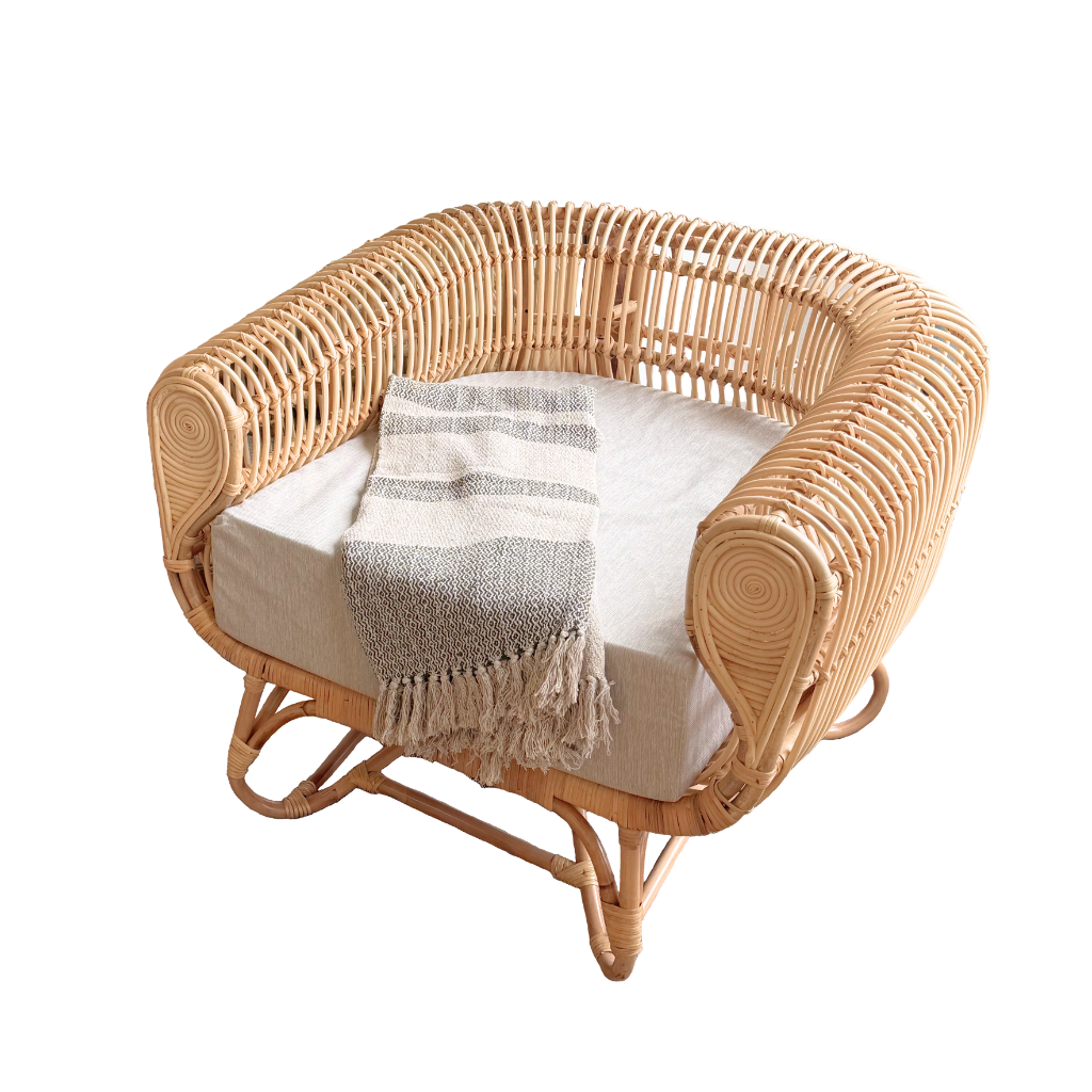 HYDE - Fauteuil en rotin et housse en lin