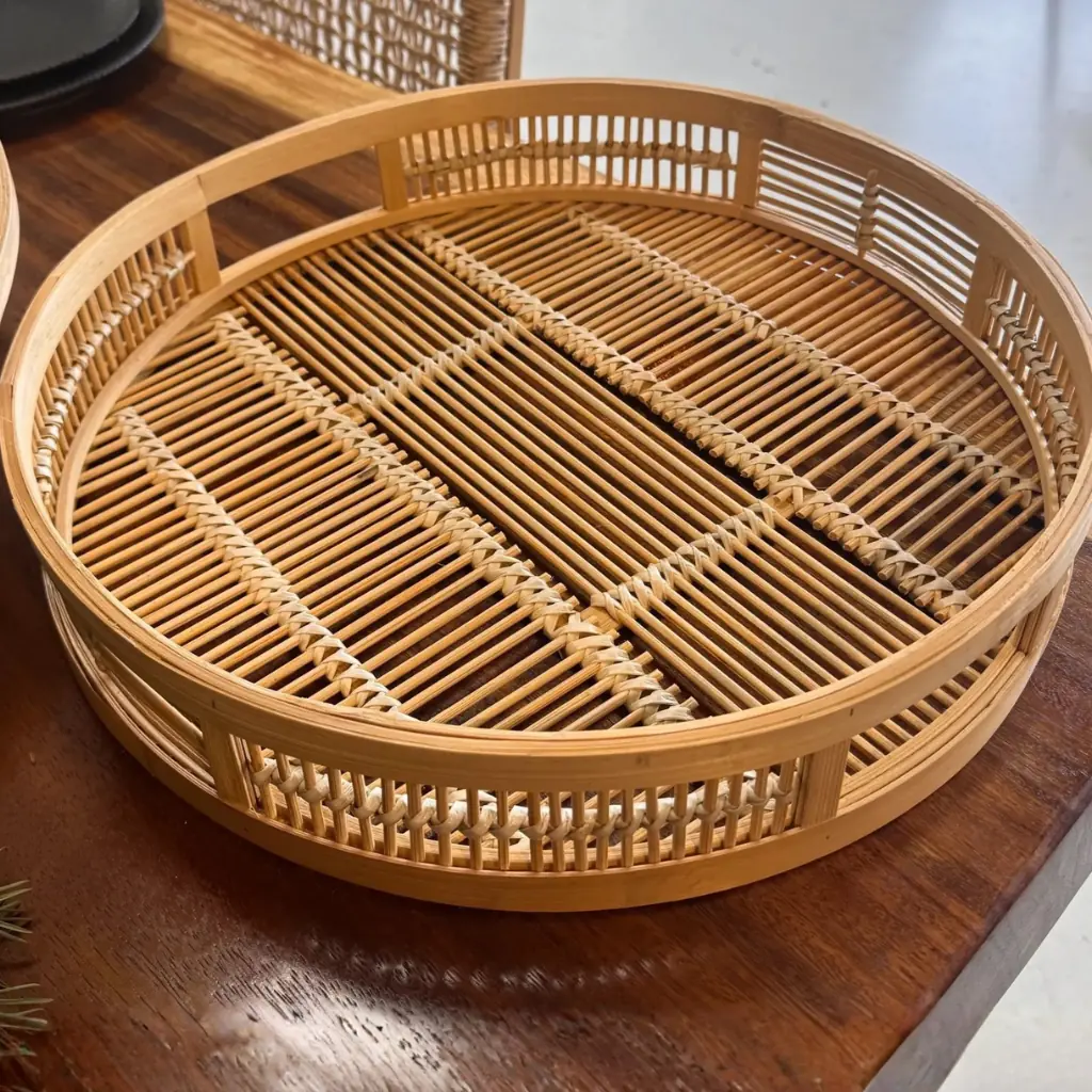 Plateau rond en bambou